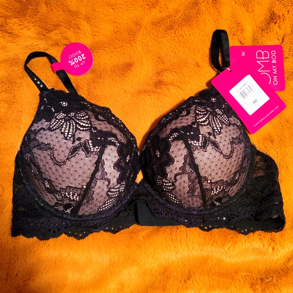 NWT PLEASURE STATE Padded Black Lace Bra